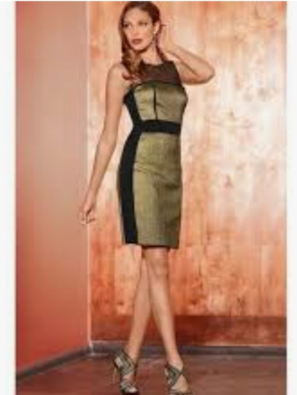 Boston Proper, Black and Metallic Sheath Dress - Classic Evening Dress